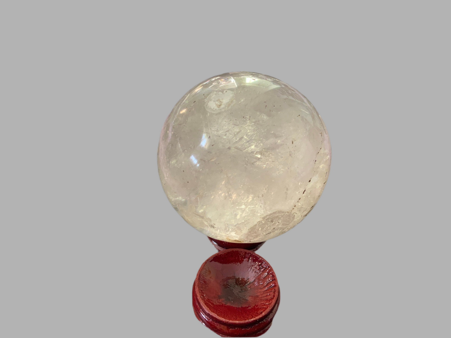 1 pound clear quartz crystal sphere Beautiful 1 pound clear quartz sphere crystal ball with wooden stand