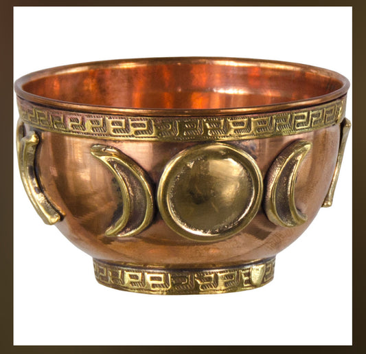 Copper Bowl Incense & Charcoal Burner - Triple Moon