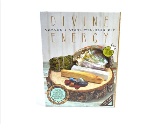 Healing - HEALING - Divine Energy Gift Box, gemstones, palo santo stick, abalone shell, cedar sage smudge wand, selenite
