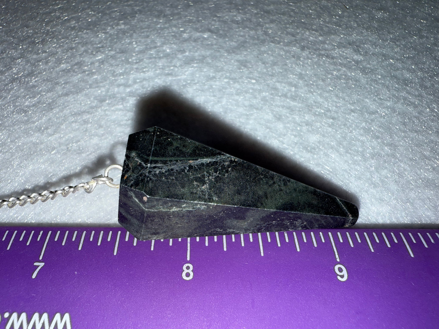 Very cool Serpentine Pendulum is  1.75” and with chain is 9.25”