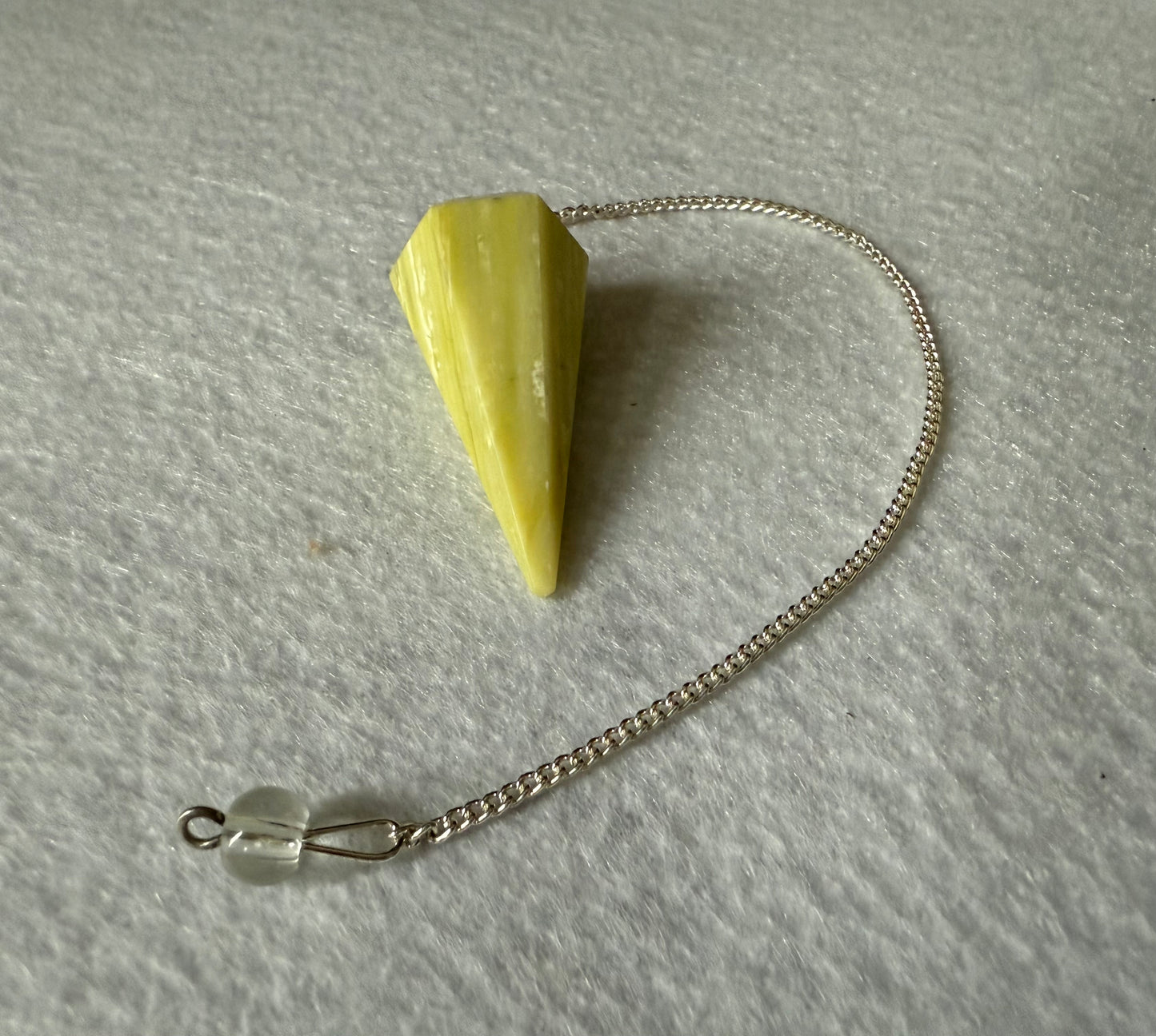 Awesome Serpentine Pendulum is  1.65” and with chain is 9”