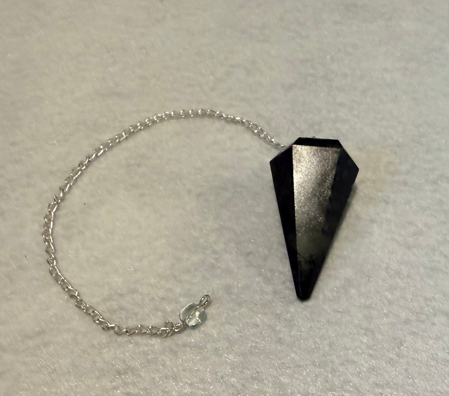 Awesome Kambaba Jasper Pendulum is  1.5” and with chain is 8”