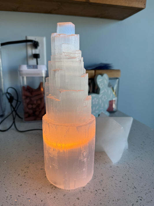 Electric Selenite Lamp Light - Rough - 8”-10”