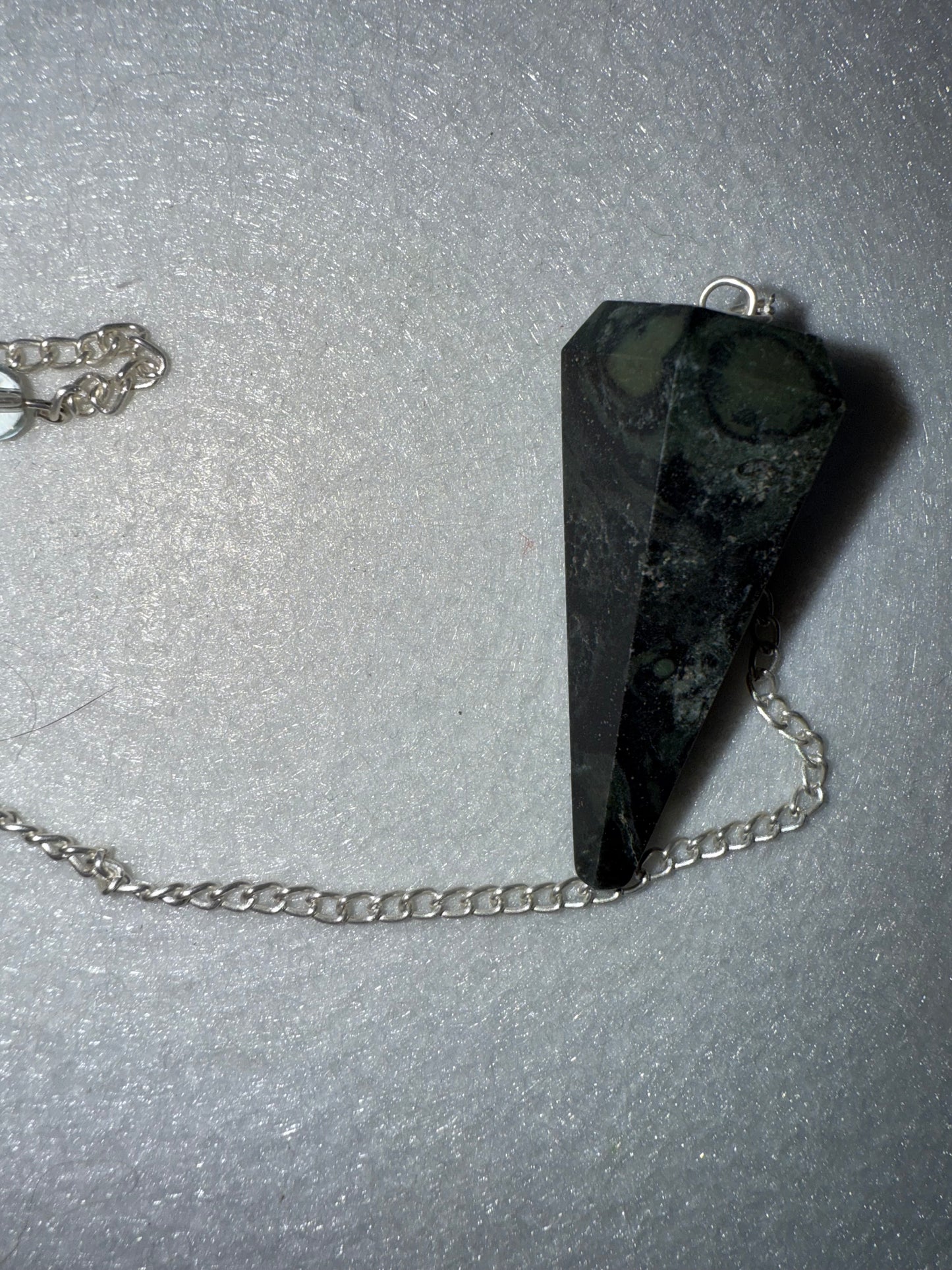 Very cool Serpentine Pendulum is  1.75” and with chain is 9.25”