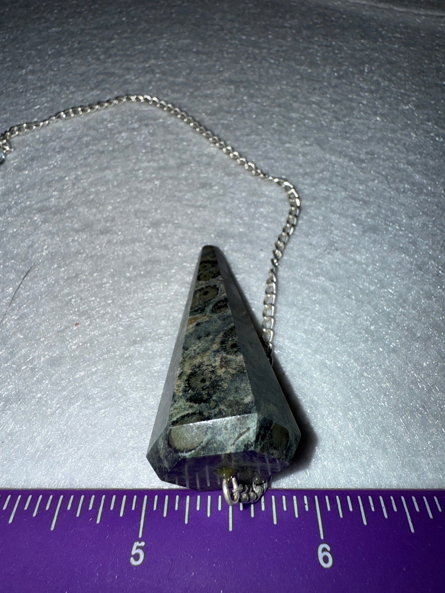 Nice Serpentine Pendulum is  1.75” and with chain is 9”