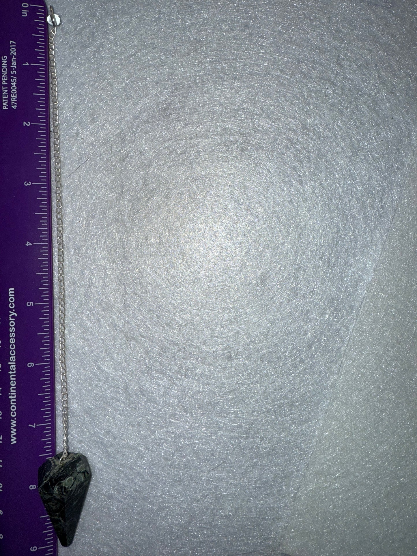 Incredible Kambaba Jasper Pendulum is  1.5” and with chain is 9”