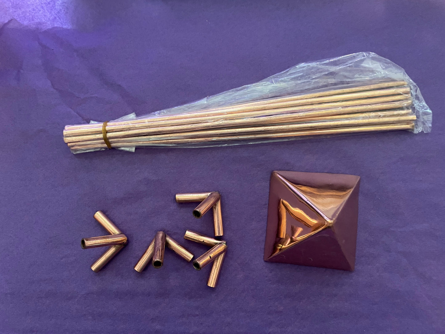 Copper Pyramid 9" for energizing crystals and pendulums and for meditation and healing. Foldable