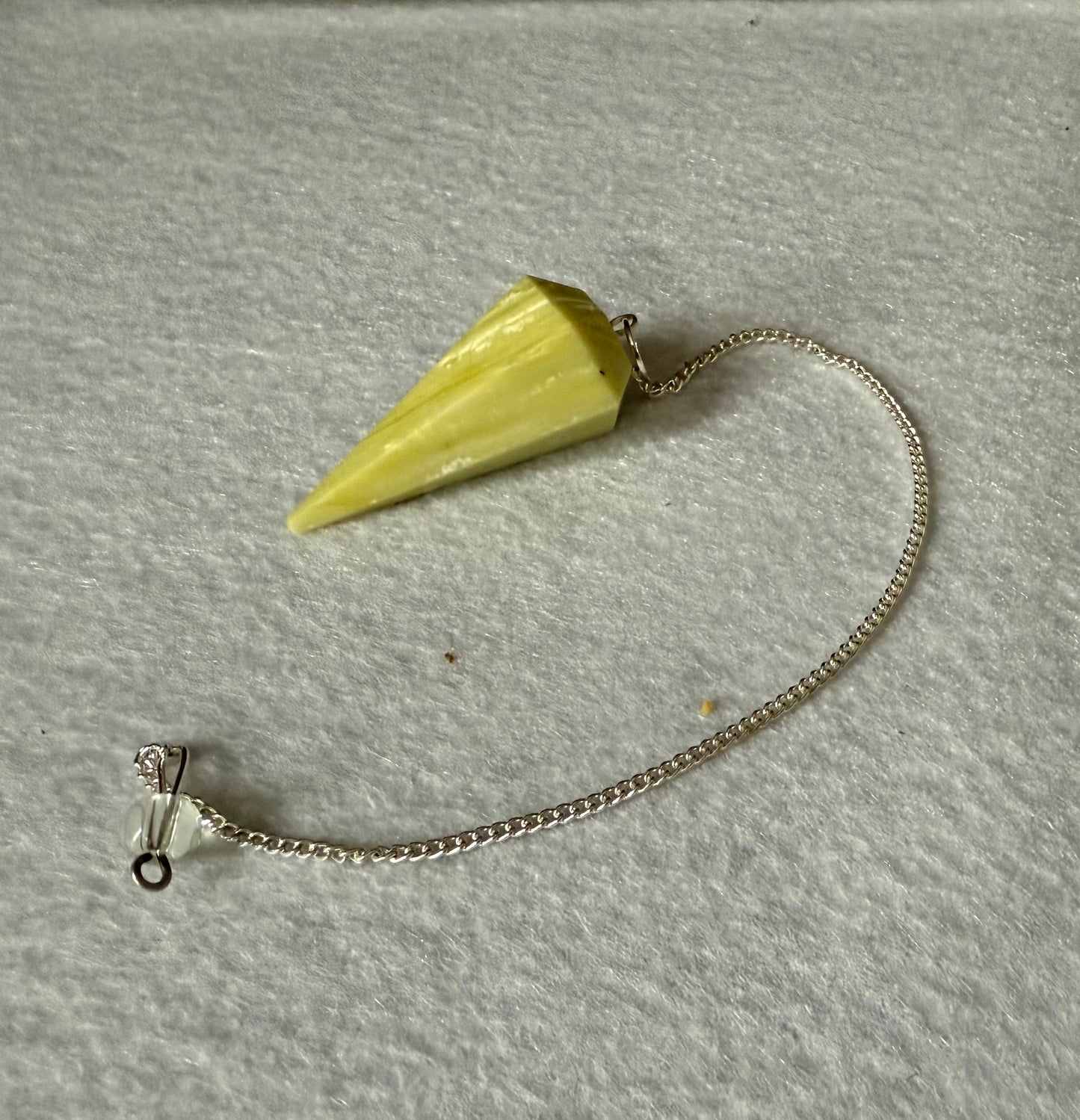 Awesome Serpentine Pendulum is  1.65” and with chain is 9”