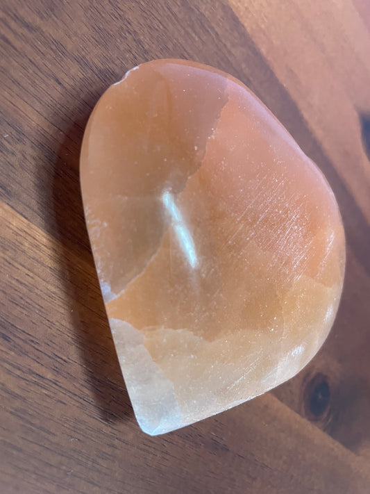 Pretty Orange Selenite  heart approximately 3.5”