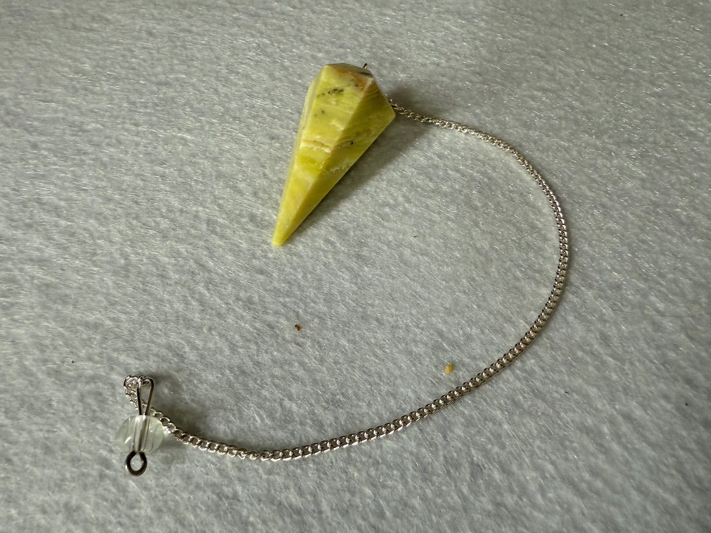 Awesome Serpentine Pendulum is  1.65” and with chain is 9”