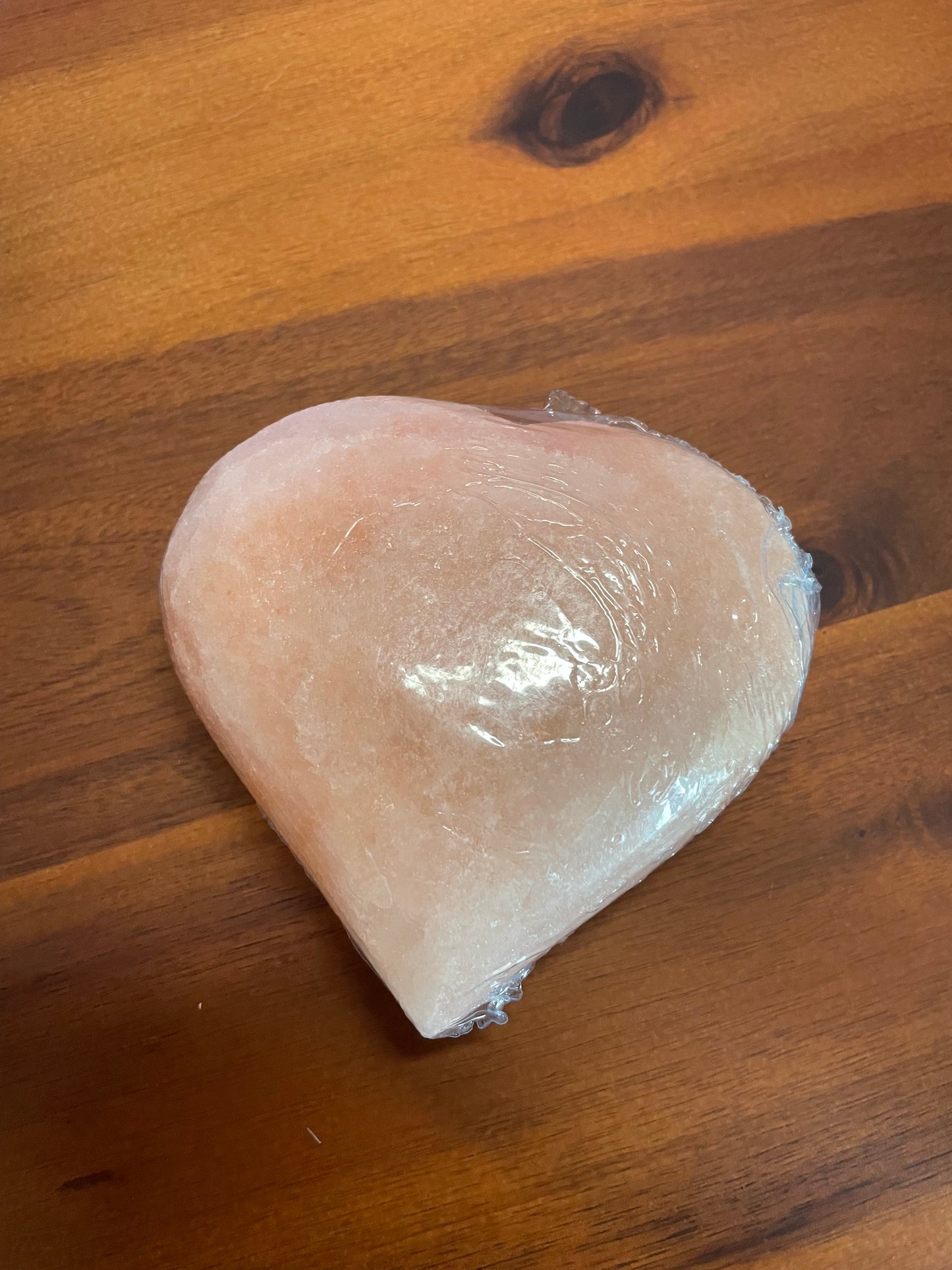 Orange Heart Stone Carving Himalayan Salt 3" H