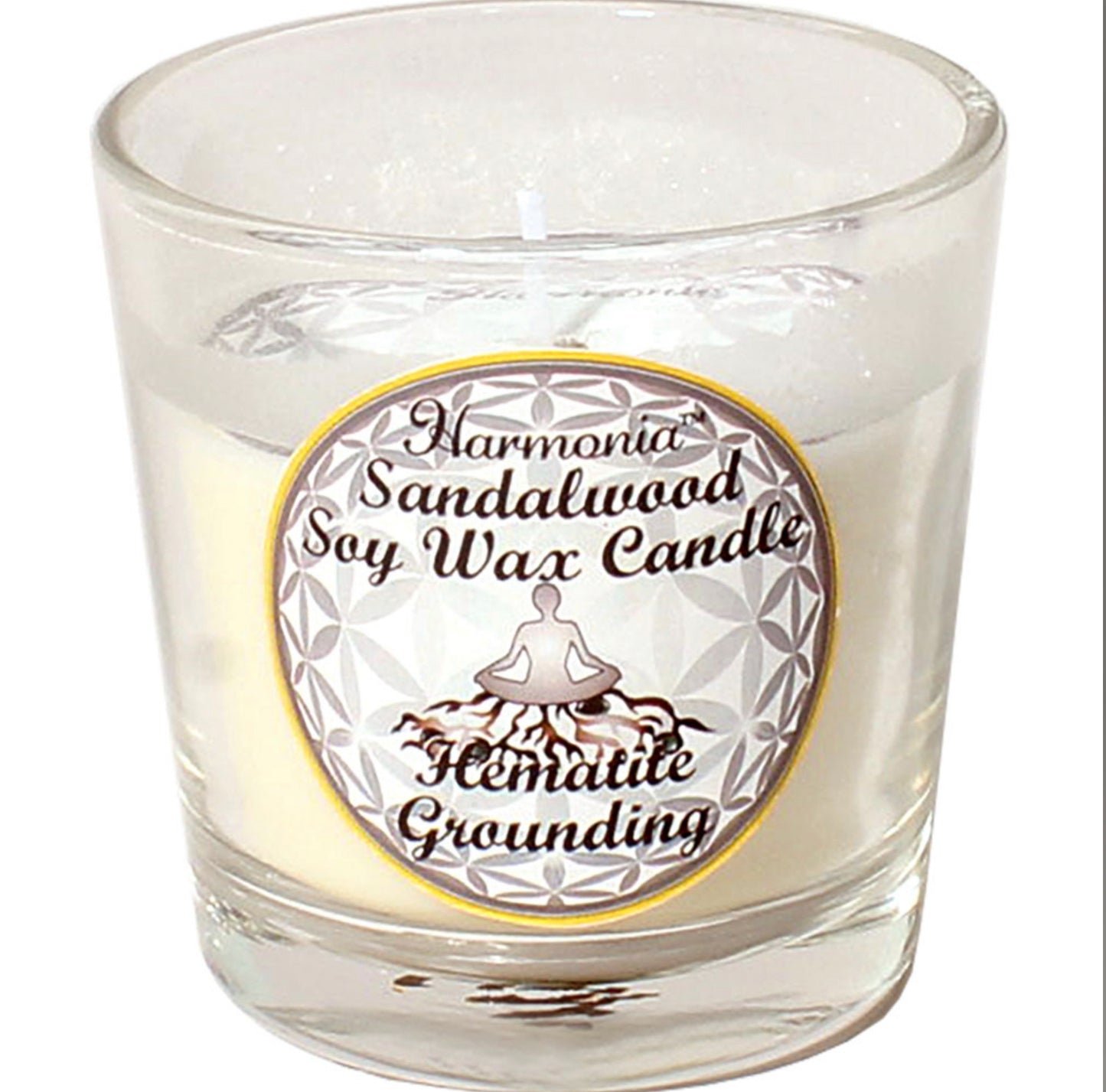 Harmonia Soy Gem Votive Candle - Grounding Hematite - Sandalwood