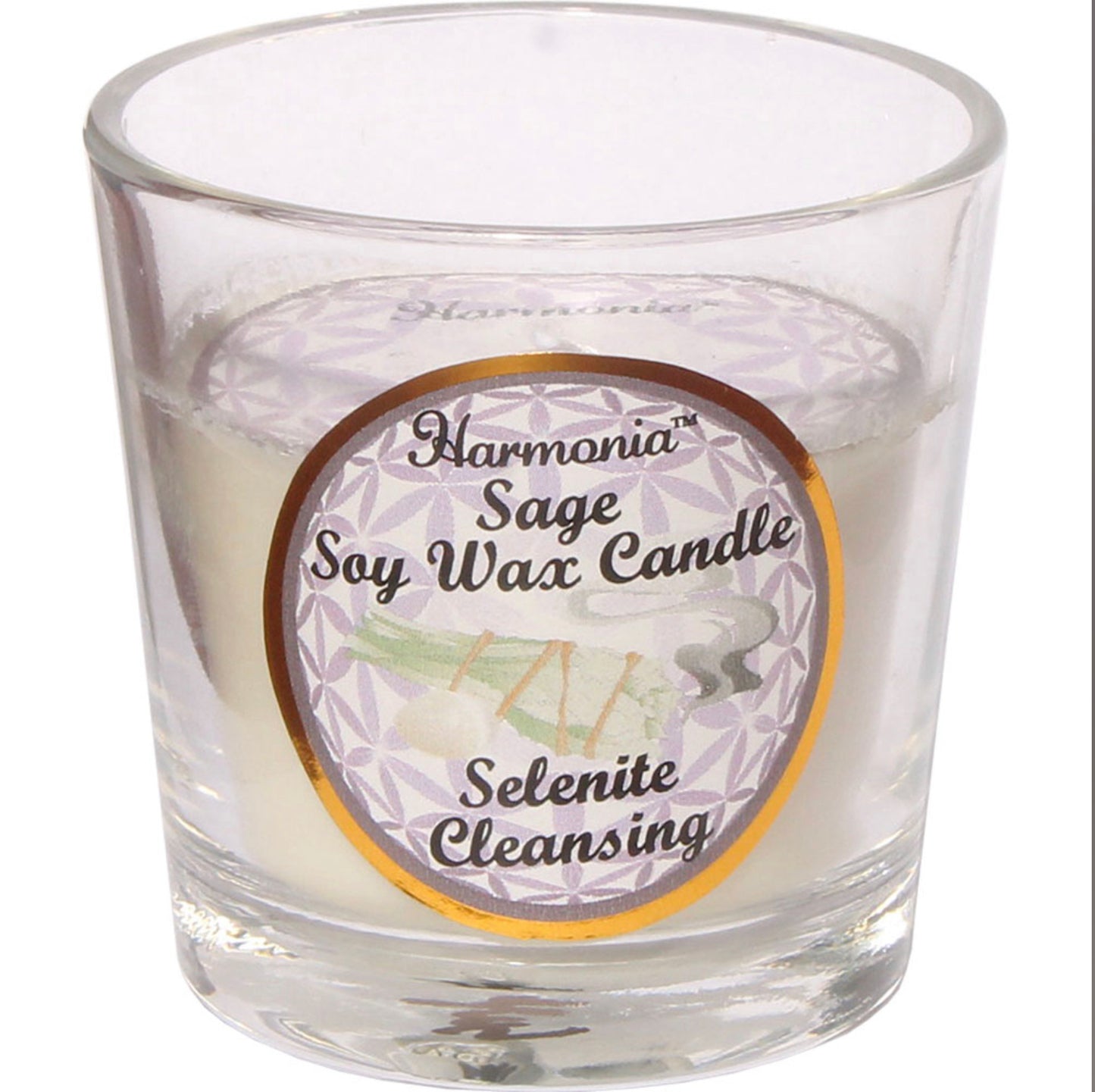 Harmonia Soy Gem Votive Candle - Cleansing Selenite - Sage