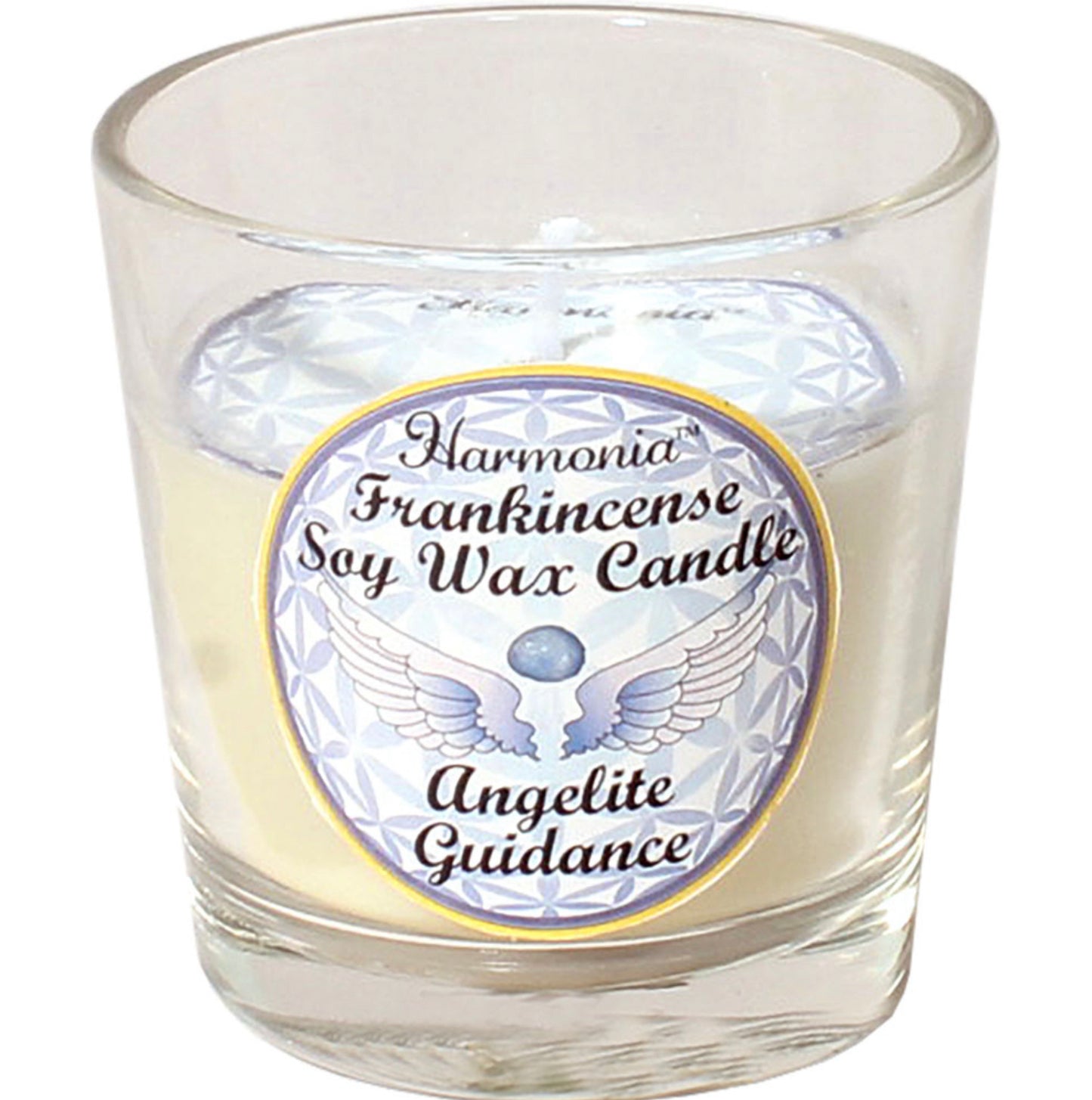 Harmonia Soy Gem Votive Candle - Guidance - Angelite - Frankincense