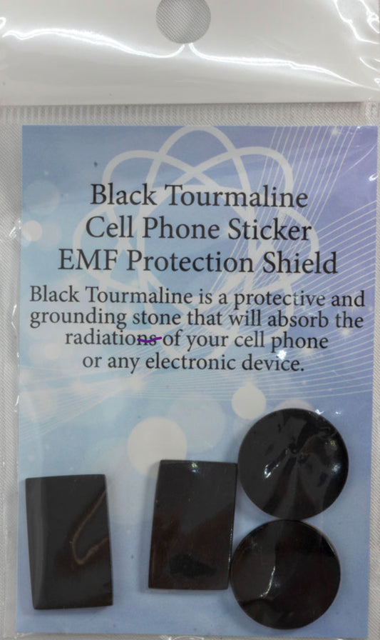 EMF Cell Phone Protection Disc & Plate - Black Tourmaline Set of 4