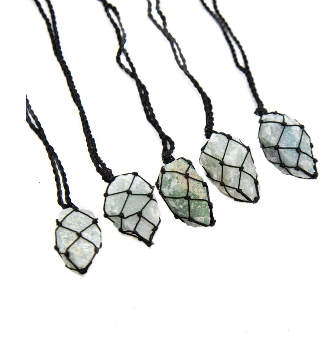 Uniquely crafted Hemp Macramé necklace with Green Aventurine crystal