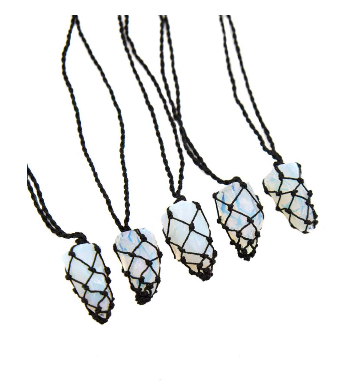 Uniquely crafted Hemp Macramé necklace with Opalite crystal
