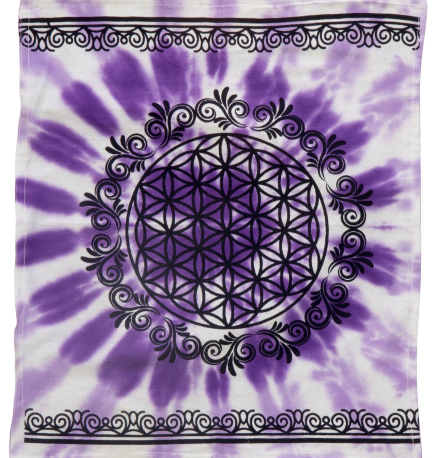 36” White and Purple Alter Cloth with Flower of Life