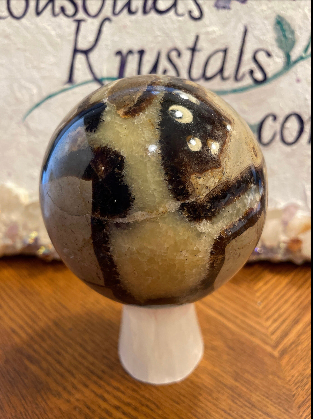 Dragonstone Septarian Sphere with silver stand Dragonstone Means Great Power  Raise your vibration and find your own wings.