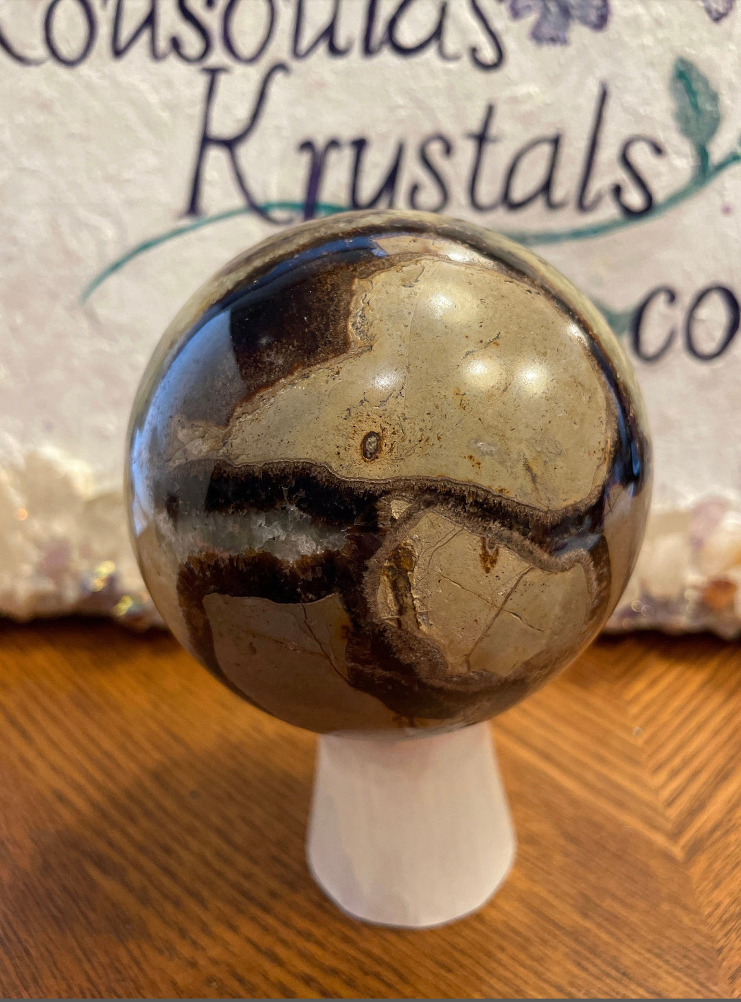 Dragonstone Septarian Sphere with silver stand Dragonstone Means Great Power  Raise your vibration and find your own wings.