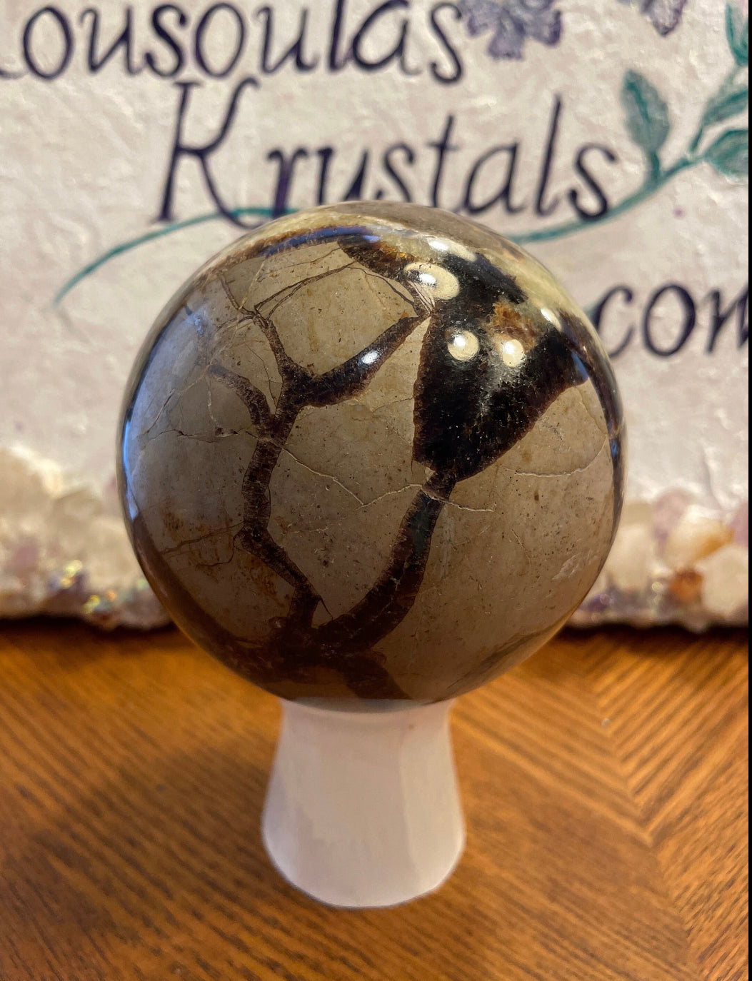 Dragonstone Septarian Sphere with silver stand Dragonstone Means Great Power  Raise your vibration and find your own wings.