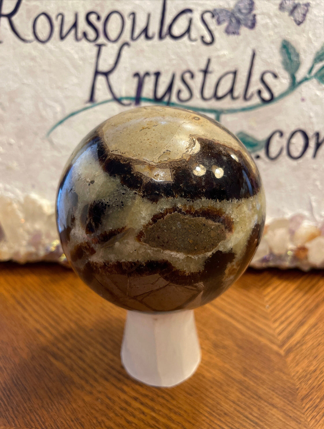 Dragonstone Septarian Sphere with silver stand Dragonstone Means Great Power  Raise your vibration and find your own wings.