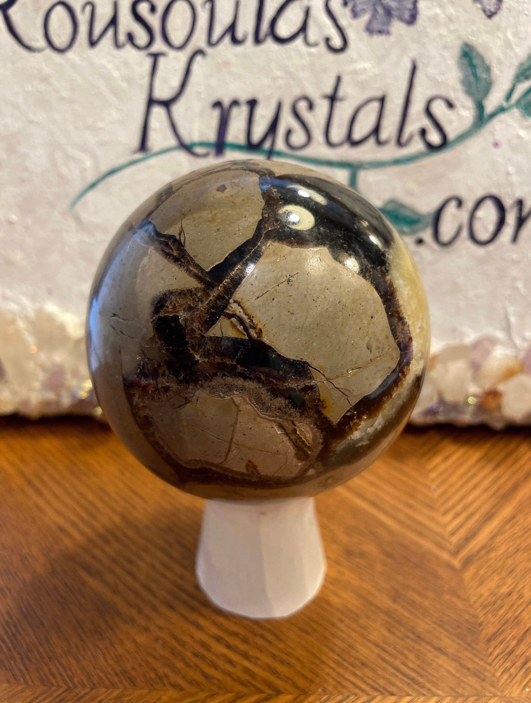 Dragonstone Septarian Sphere with silver stand Dragonstone Means Great Power  Raise your vibration and find your own wings.