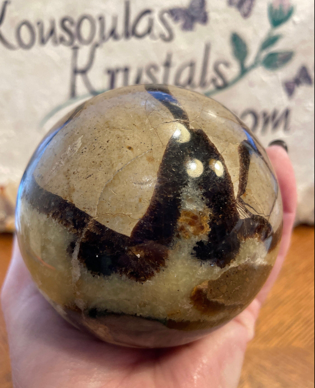 Dragonstone Septarian Sphere with silver stand Dragonstone Means Great Power  Raise your vibration and find your own wings.