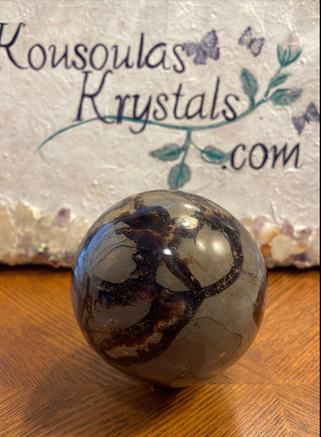 Dragonstone Septarian Sphere with silver stand Dragonstone Means Great Power  Raise your vibration and find your own wings.