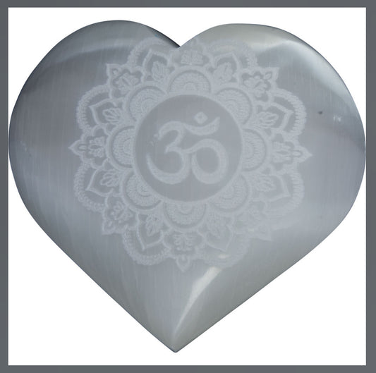 Pretty Selenite  heart OM symbol