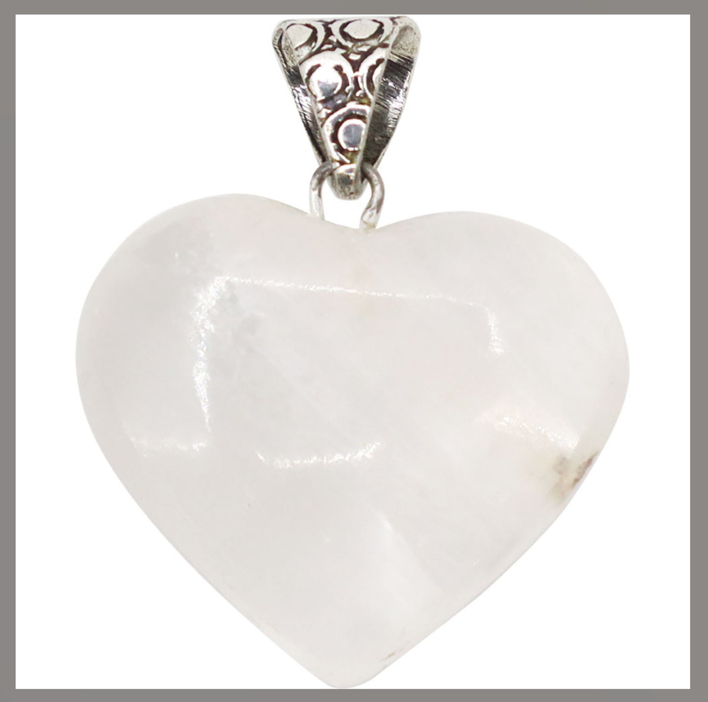 Gemstone Heart Pendant - Selenite Satin Spar