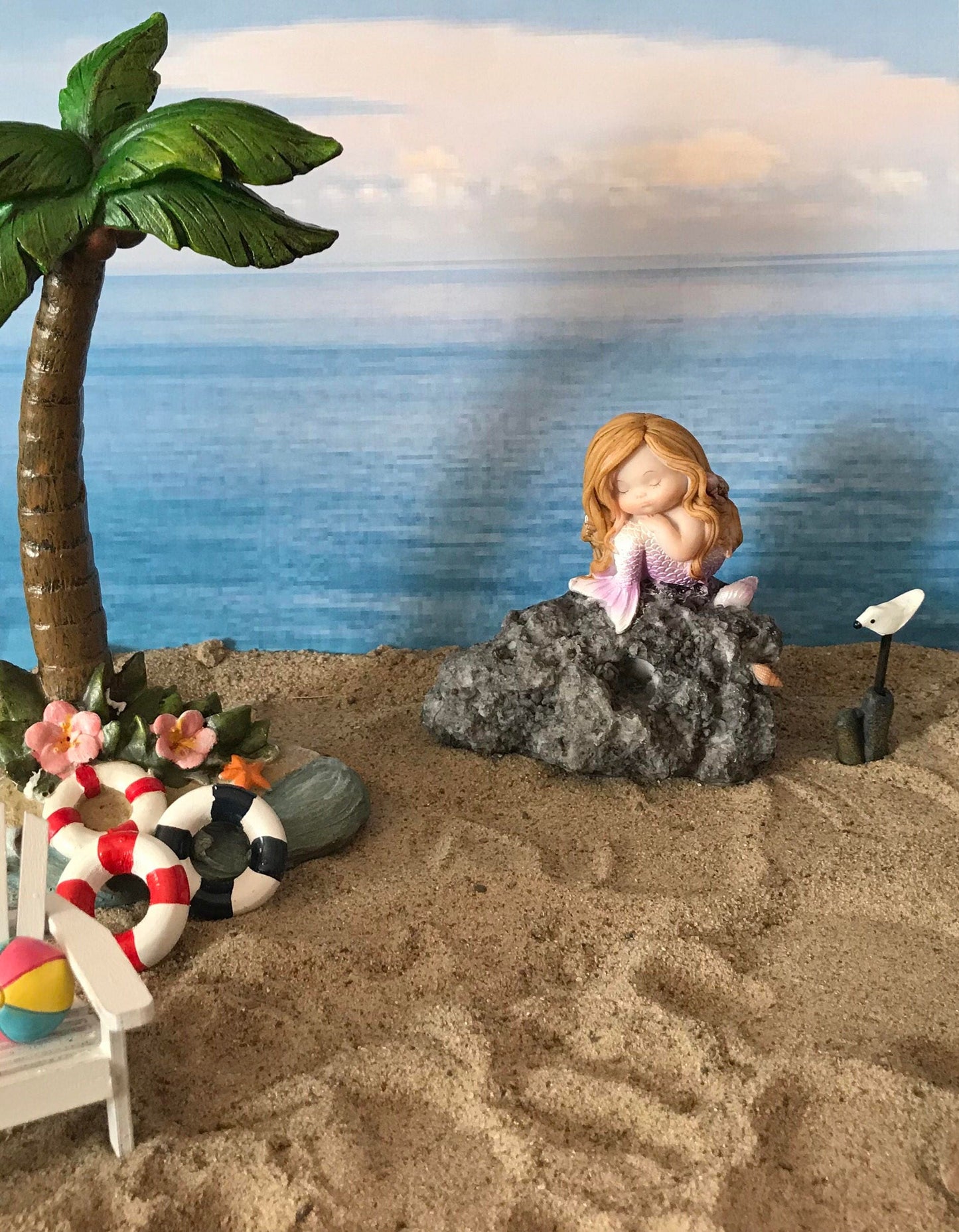 Beautiful miniature mermaid, coastal fairy garden mermaid, bench fairy accessories, bench theme fairy garden, mini mermaid