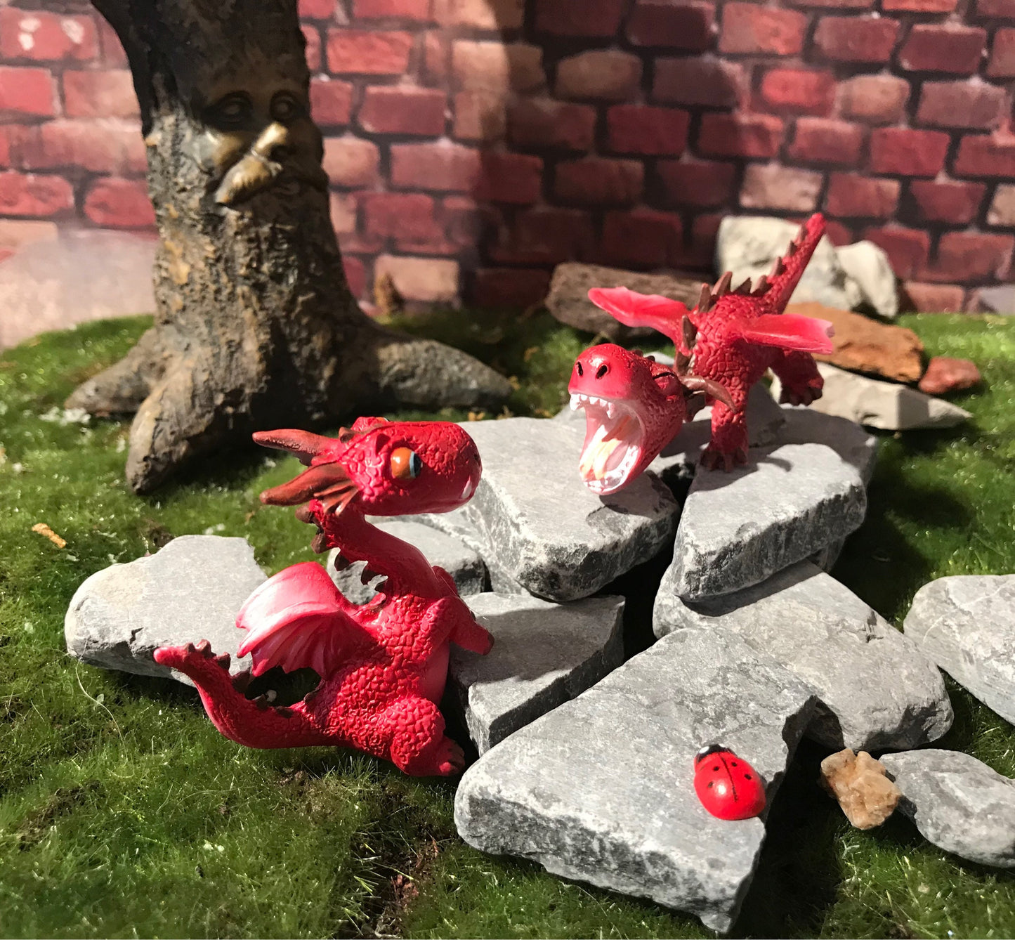Adorable miniature red dragon full of whimsy, fairy garden supplies, enchanted garden, miniature garden accessories, miniature display