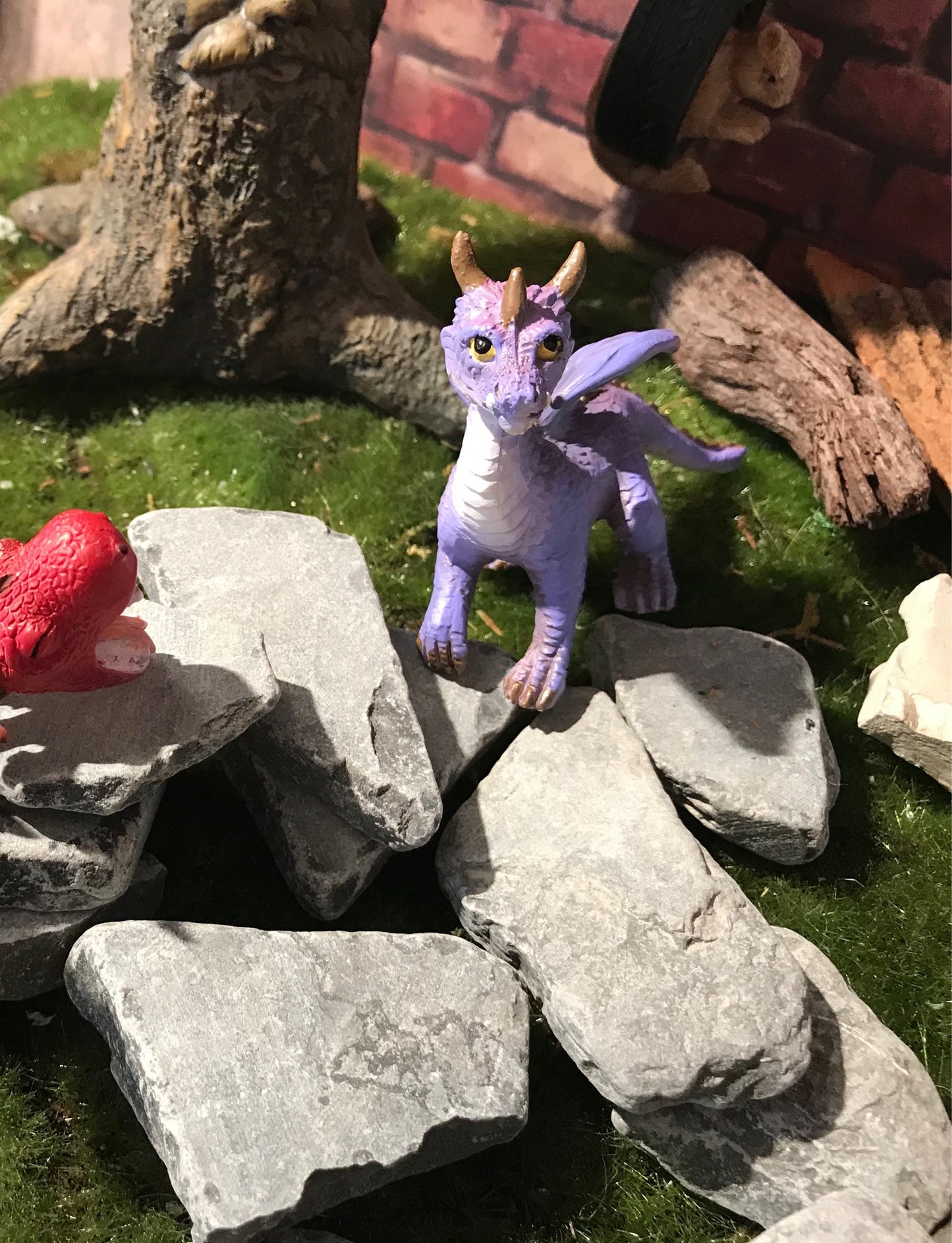 Miniature dragon, fairy garden dragon, Miniature purple dragon, Mystical miniatures, miniature garden dragon, gnome garden, fairy accessory