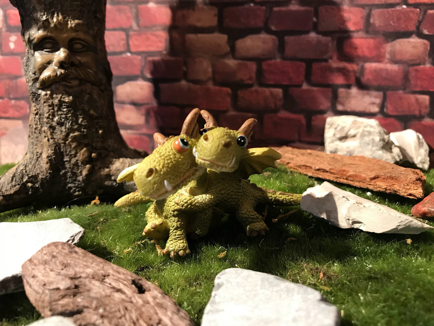 Sweet hugging dragons, fairy garden supplies, enchanted garden, miniature green dragons, miniature garden accessories, fairy dragons