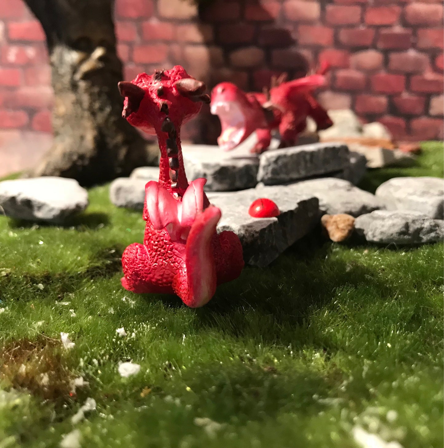 Adorable miniature red dragon full of whimsy, fairy garden supplies, enchanted garden, miniature garden accessories, miniature display