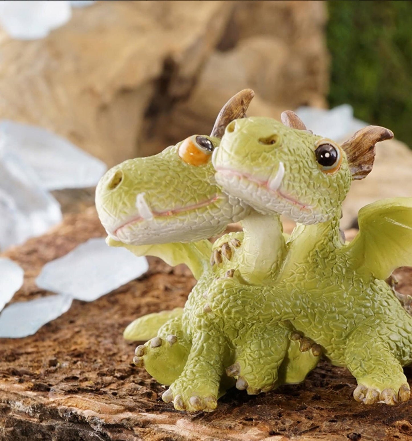 Sweet hugging dragons, fairy garden supplies, enchanted garden, miniature green dragons, miniature garden accessories, fairy dragons