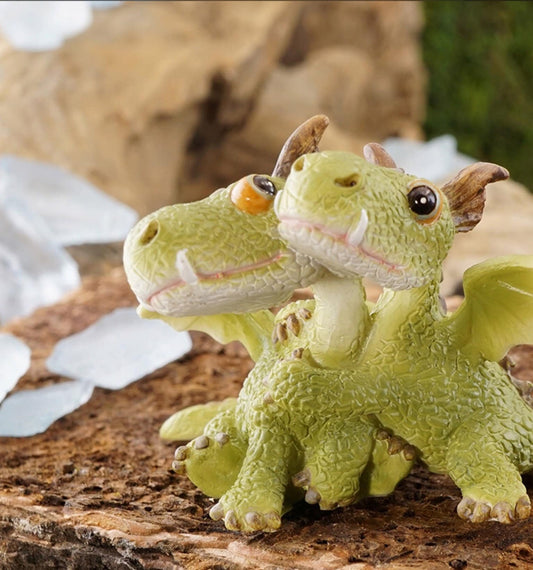 Sweet hugging dragons, fairy garden supplies, enchanted garden, miniature green dragons, miniature garden accessories, fairy dragons