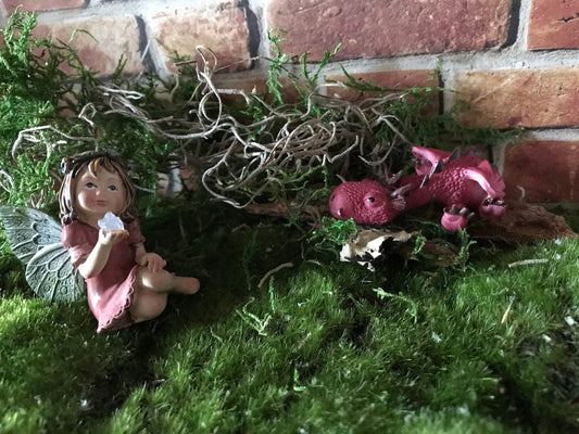 Adorable sleeping red dragon enchanted dragon, enchanted garden supply, fairy garden supplies, miniature dragon