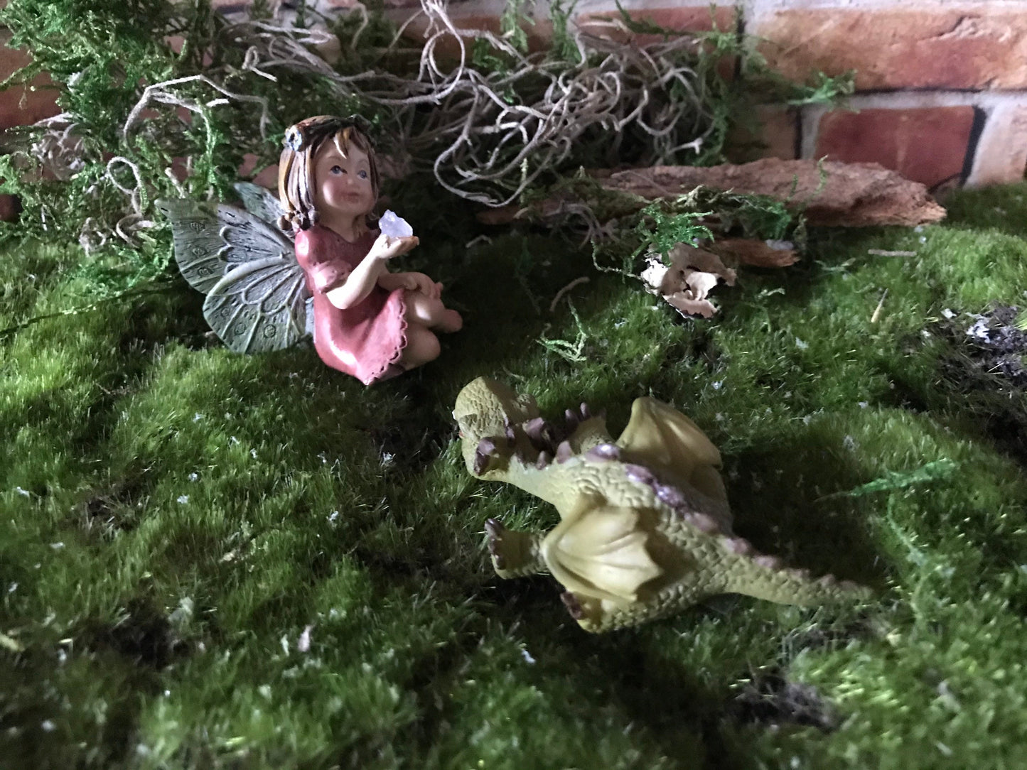 Adorable sleeping green dragon enchanted dragon, enchanted garden supply, fairy garden supplies, miniature dragon