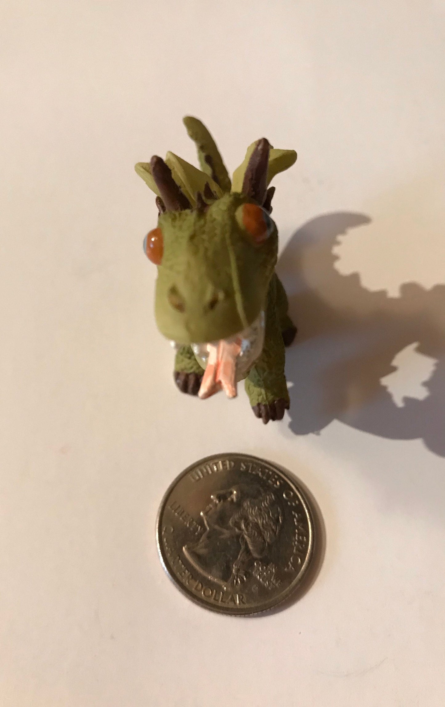 Adorable miniature green dragon full of whimsy, fairy garden supplies, enchanted garden, miniature garden accessories, miniature display