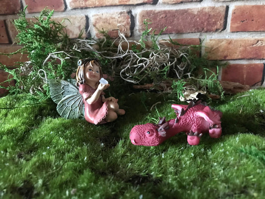 Adorable sleeping red dragon enchanted dragon, enchanted garden supply, fairy garden supplies, miniature dragon