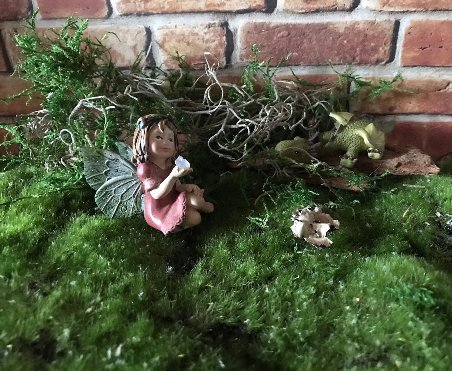 Adorable sleeping green dragon enchanted dragon, enchanted garden supply, fairy garden supplies, miniature dragon