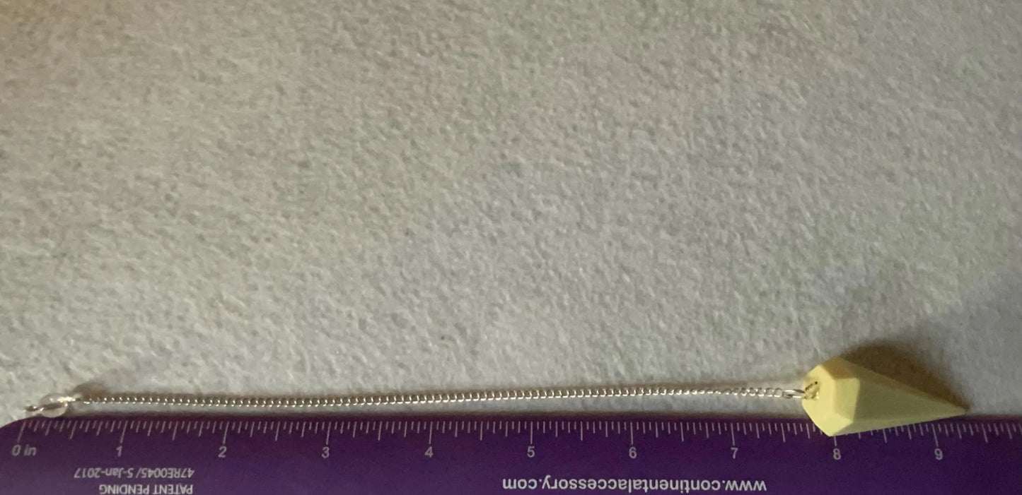 Beautiful Serpentine Pendulum is  1.75” and with chain is 9.25”