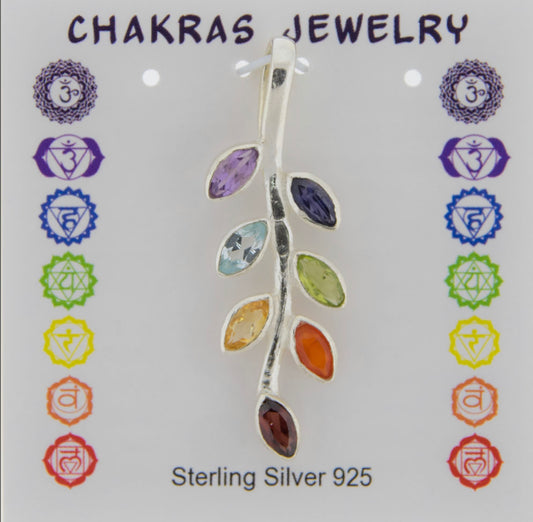 Leaves Chakra Pendant w/ Semi-Precious Stones