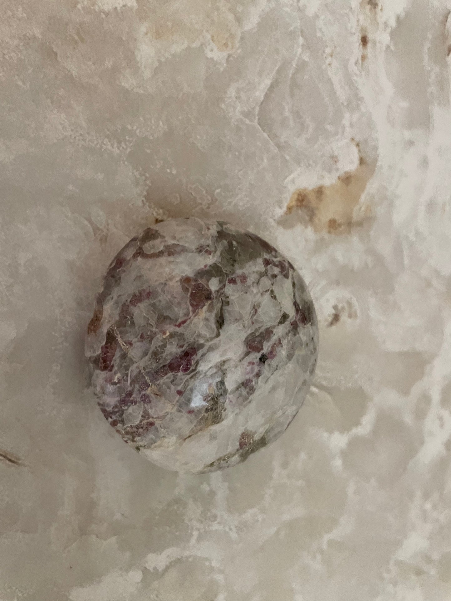 Beautiful Ruby in Feldspar Palm Stone