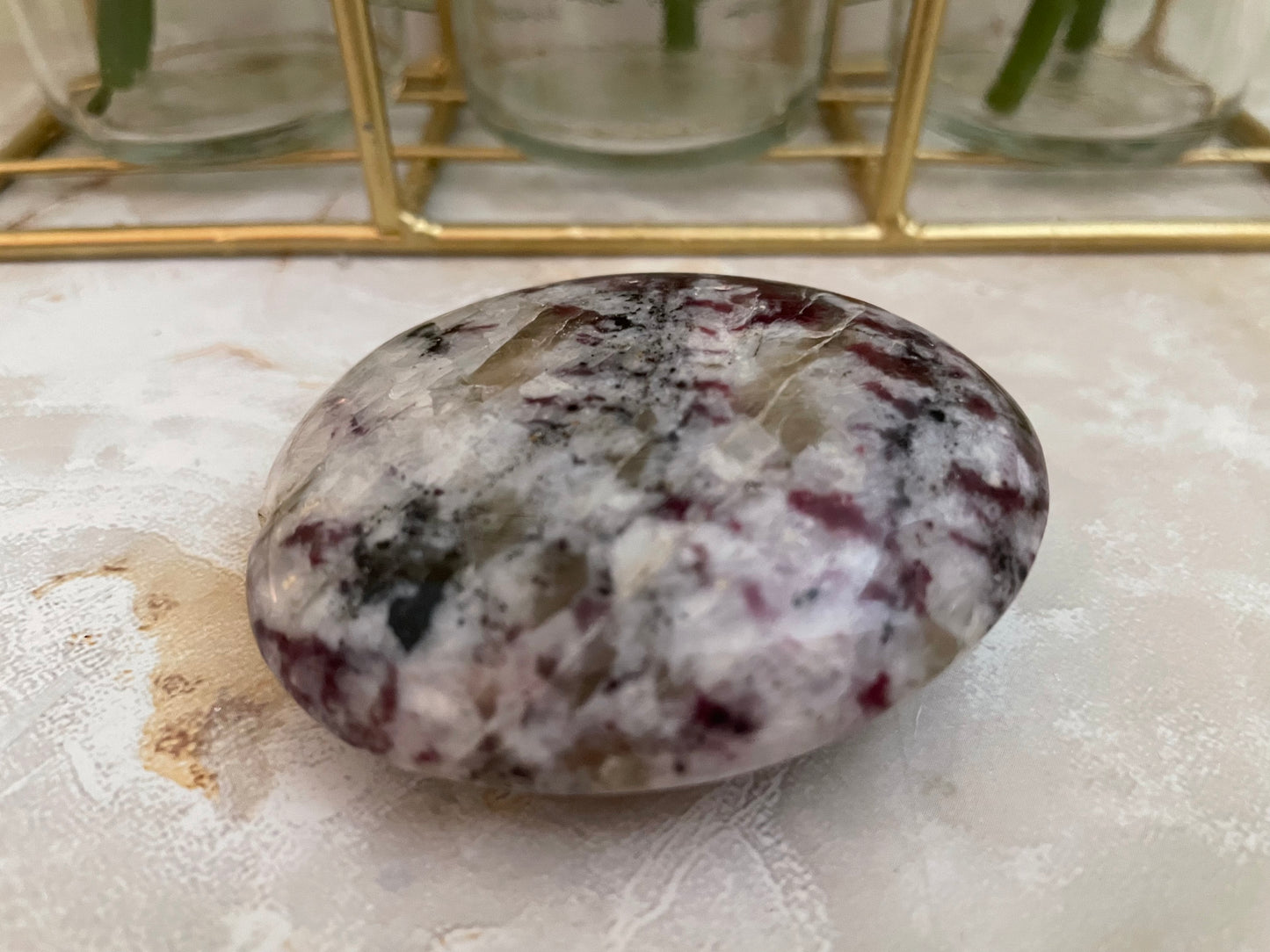 Beautiful Ruby in Feldspar Palm Stone