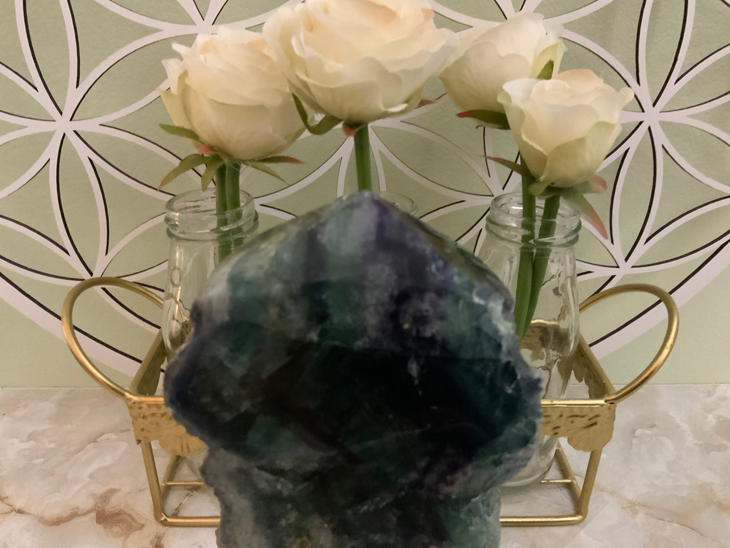 3 lb Polished with rough edges Rainbow fluorite beautiful green and purple