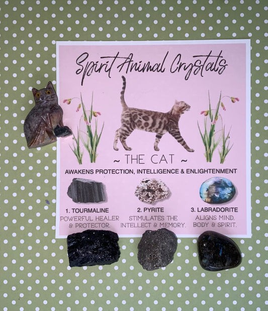 Spirit animal crystal gift set - The cat