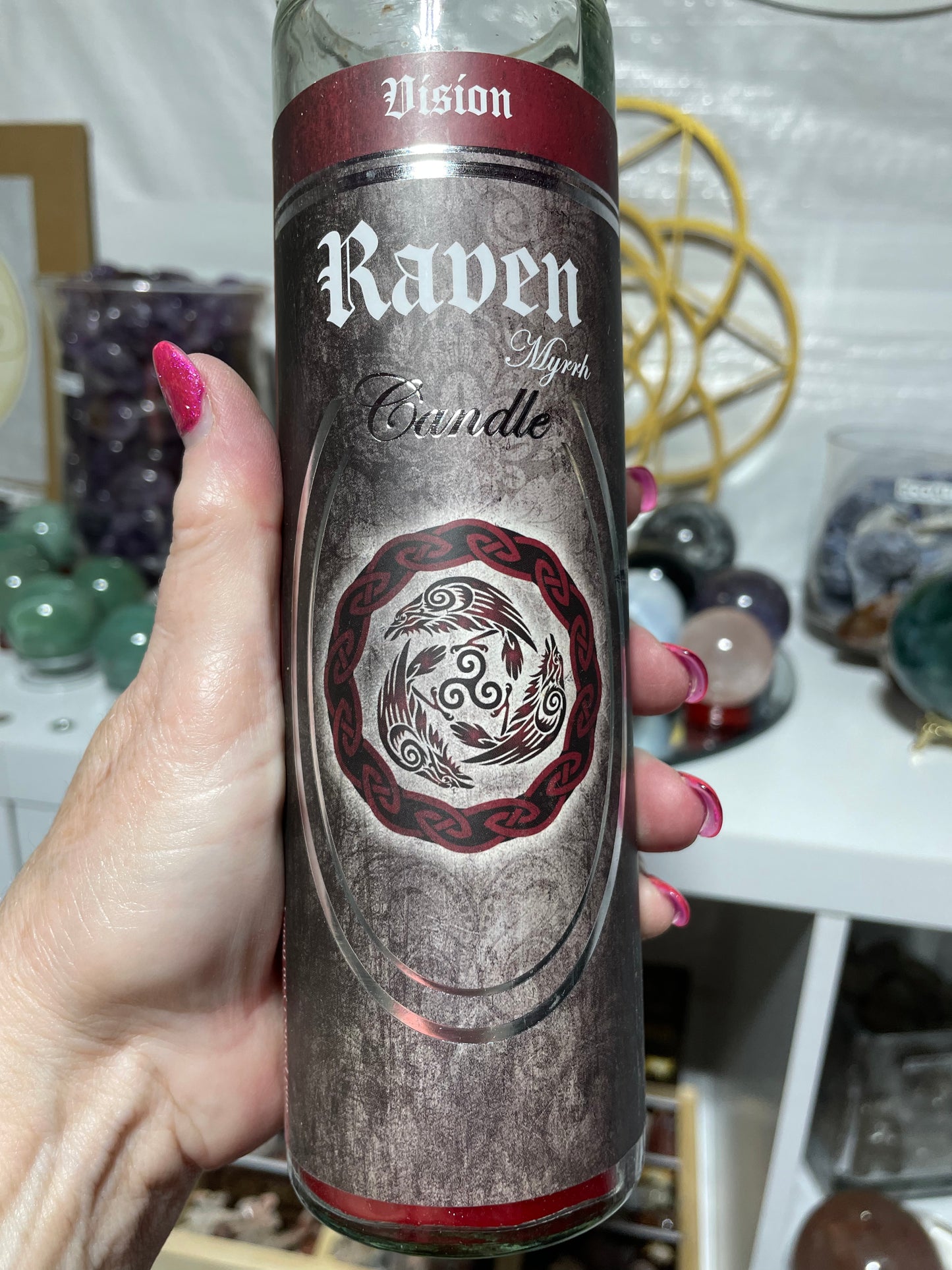 7 Day Glass Ritual Candle - Raven - Myrrh - 290 grams